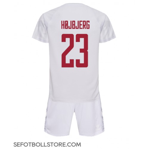 Danmark Pierre-Emile Hojbjerg #23 Replika babykläder Bortaställ Barn VM 2022 Kortärmad (+ korta byxor)